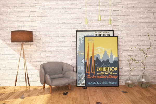 Modern Interior Mockup With Posters