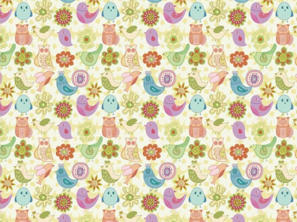 Pastel colors cute bird Pattern