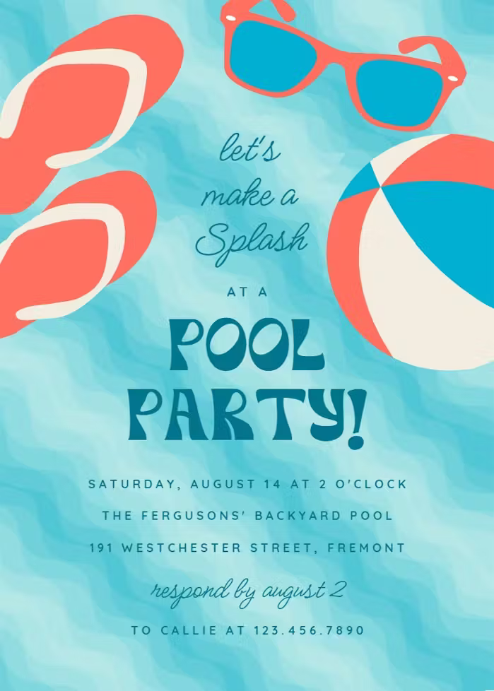 Pool Party Stuff Invitation