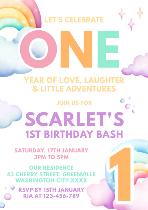 Printable First Birthday Invitation