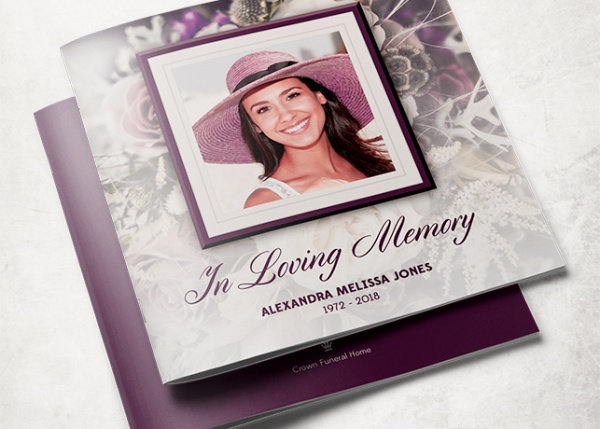 Purple Rose Funeral Program Brochure