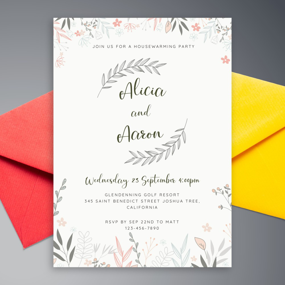 Rustic Botanical Housewarming Invitation