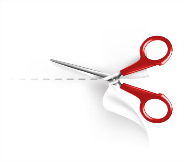 Scissors with white paper vector