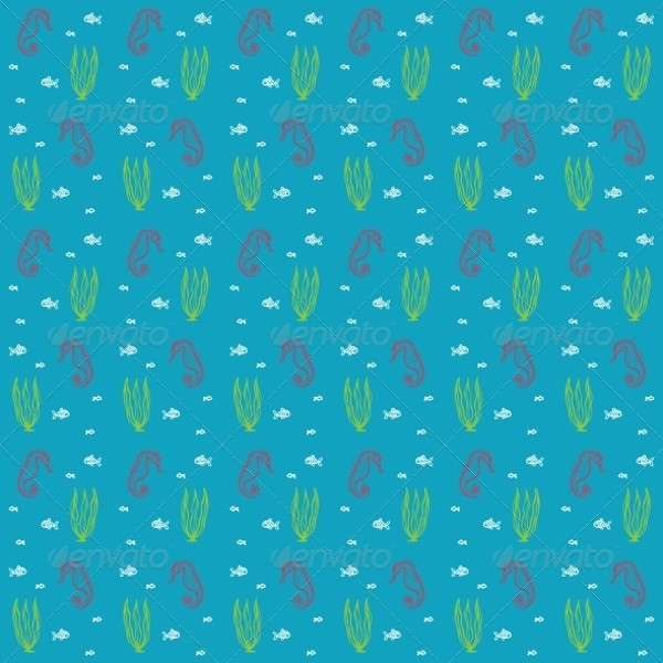 Seahorses and Weeds Pattern