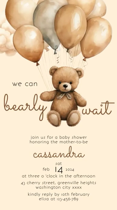 Teddy Baby shower invitation