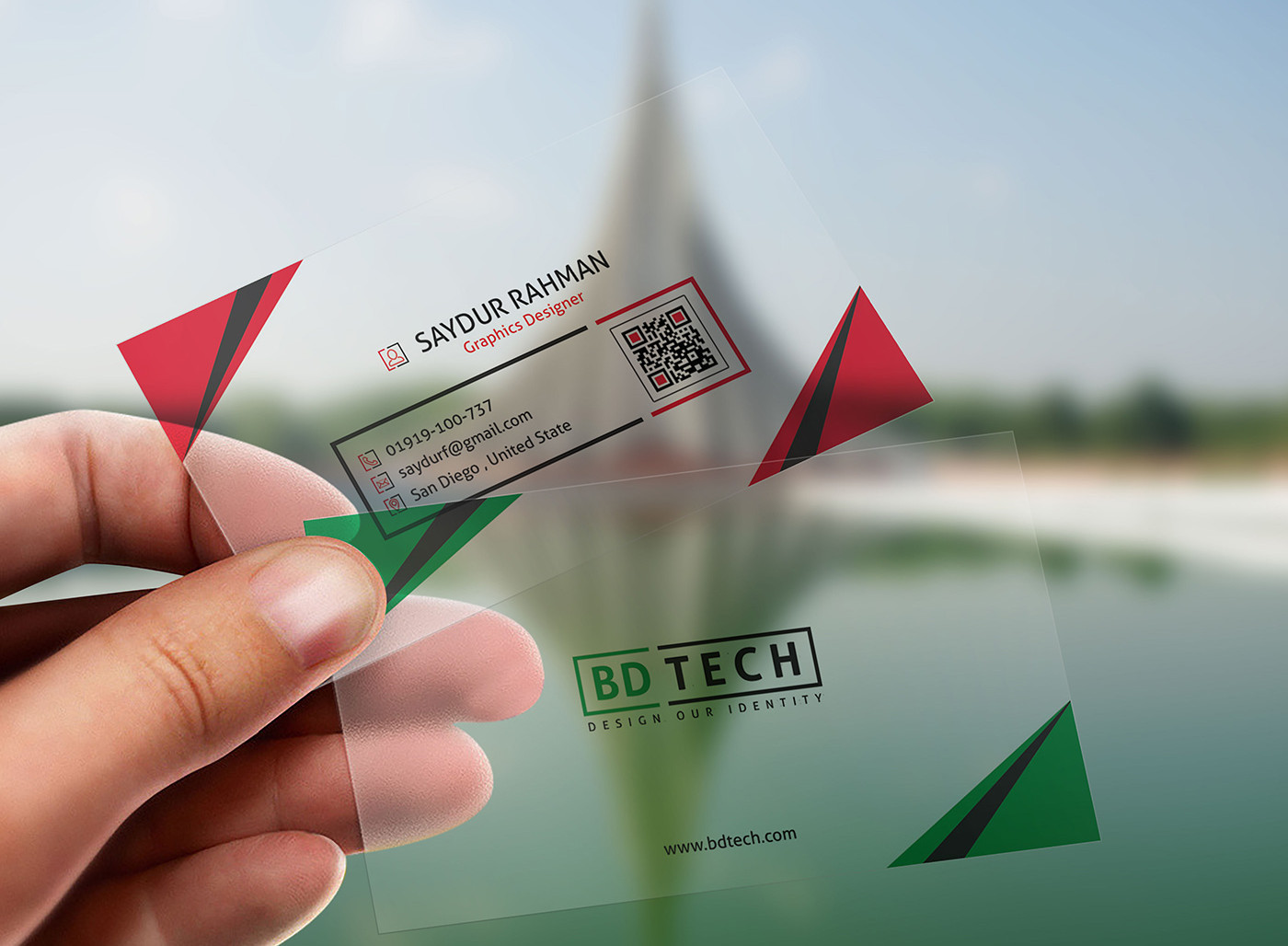 Translucent Plastic business card mockup