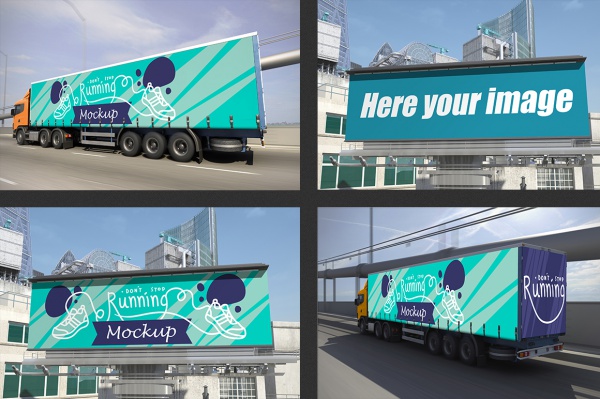 Truck and Billboard Mockup