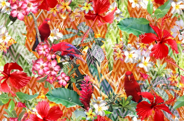 Vibrant tropical flowers pattern