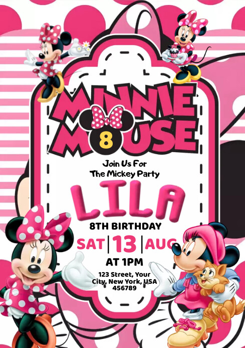 Wonderful Minnie Mouse Birthday Invitation