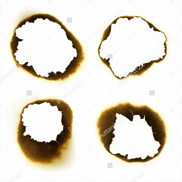 Fire holes in white paper