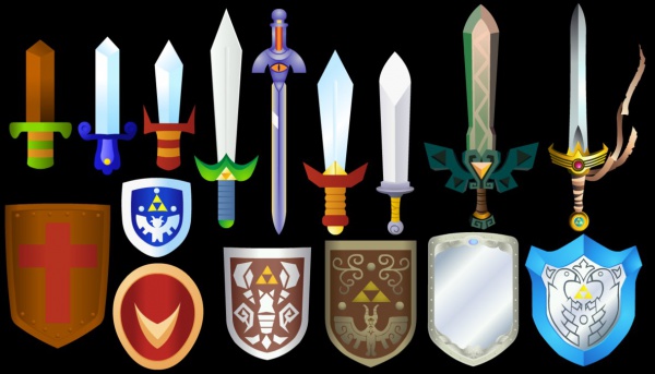 Zelda Swords And Shields Vector