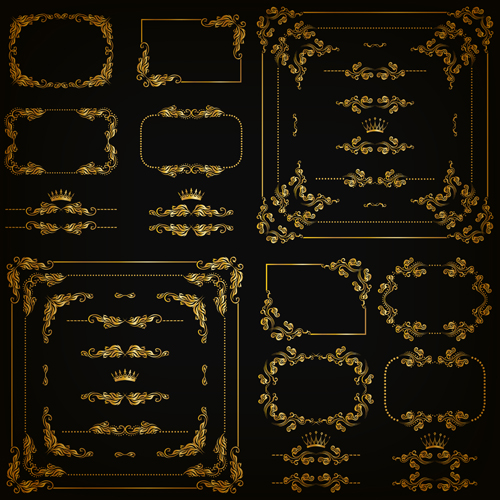 golden frame with ornaments vector