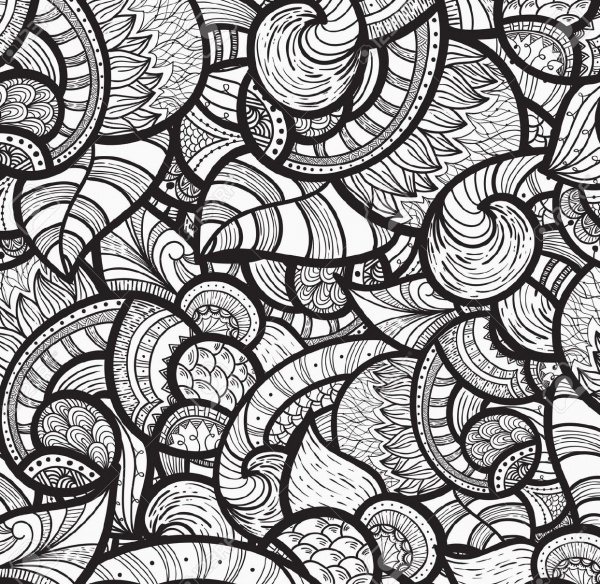 seamless ethnic doodle monochrome pattern