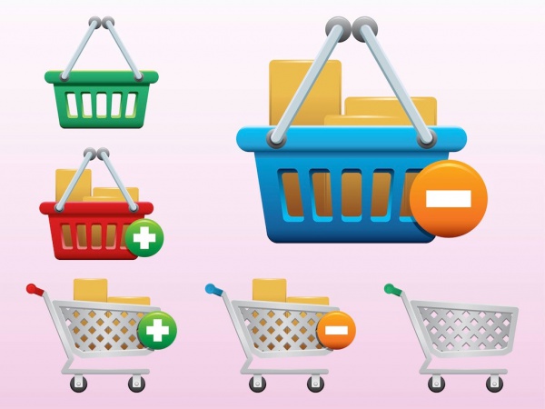 shopping carts with cardboard Vectors