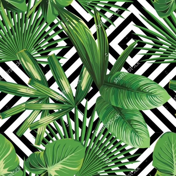 tropical palm leaves Pattern