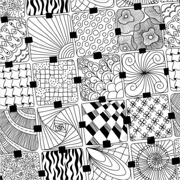 vector black and white pattern of doodles