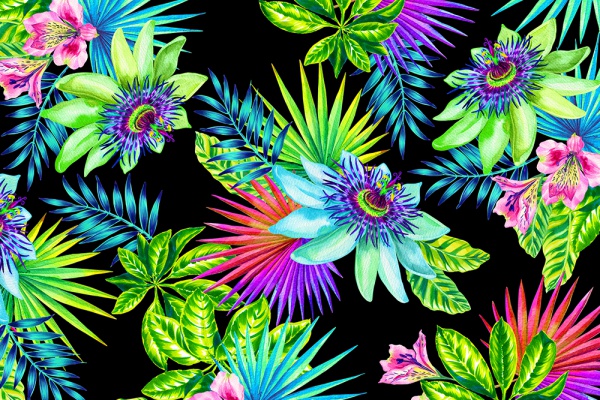 watercolor Tropical flower pattern