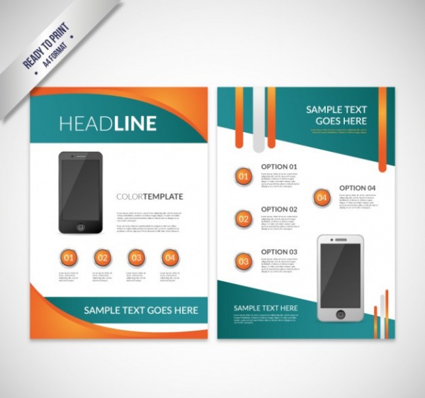 Abstract brochure with mobile phone