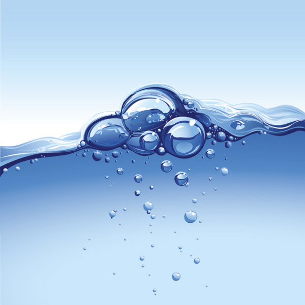 Abstract vector water wave with bubbles