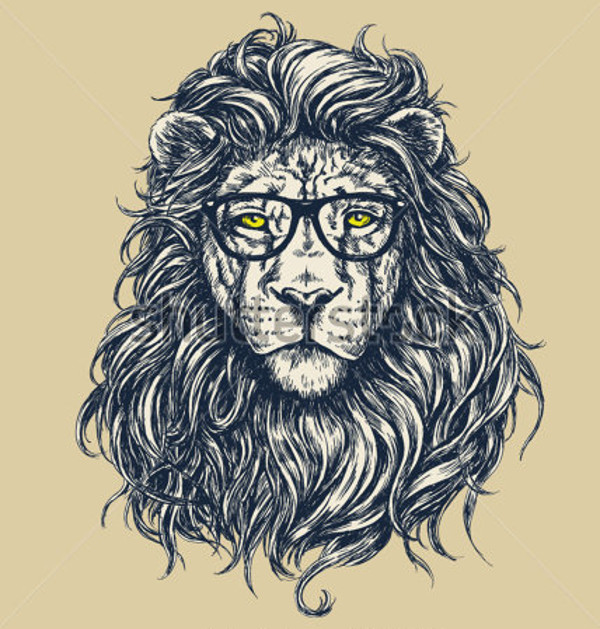 Awesome Hipster lion vector