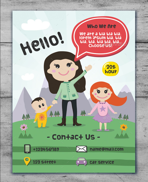 Babysitting Cartoon Flyer