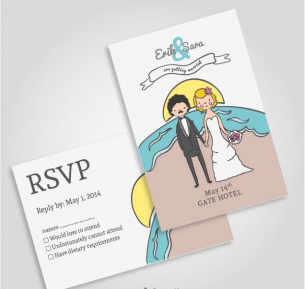 Beach wedding invitation mock-up