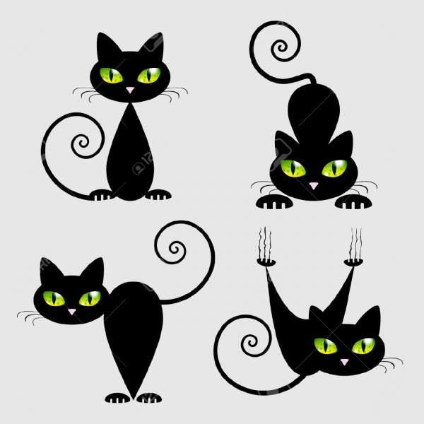 Black Cat with Green Eyes Vector