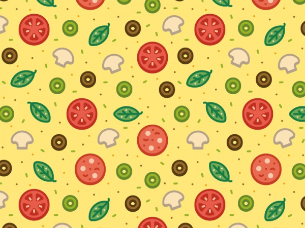 Cheese Food Pizza Mushroom Pattern