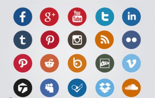 Colored social media circle icons