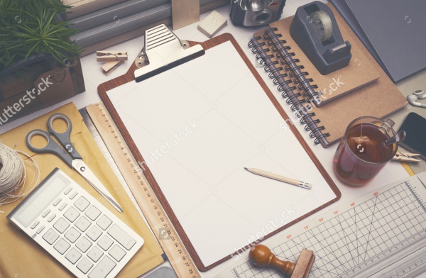 Creative architect desk sketch mockup