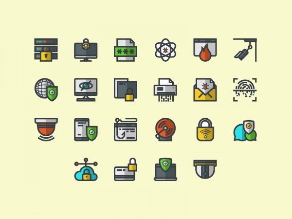 Cyber security line art Icons