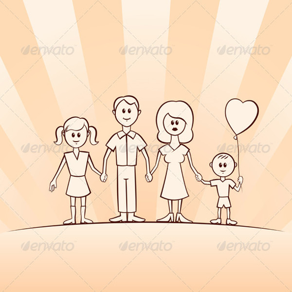 Funny Cartoon Vector Family