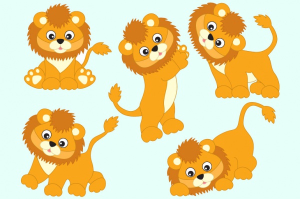 Funny Lions Cartoon Vectors