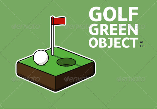 Golf Ball & Green Vector Object