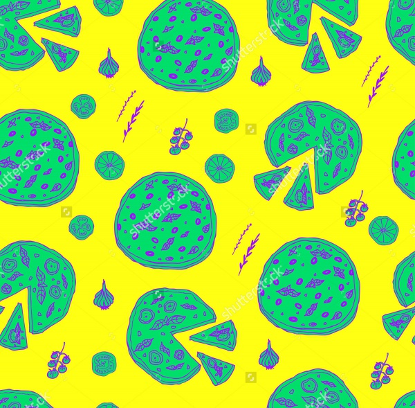 Gradient Pizza Doodle Pattern