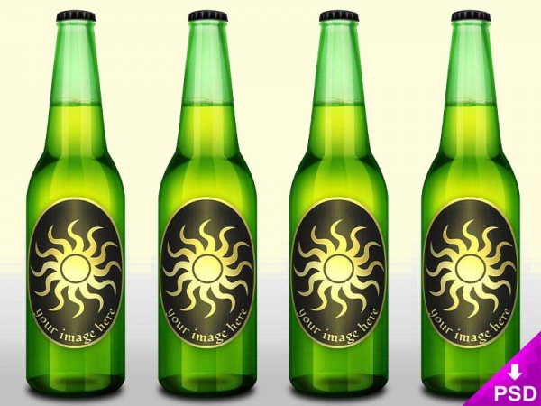 Green Beer Bottle Mock-up Design