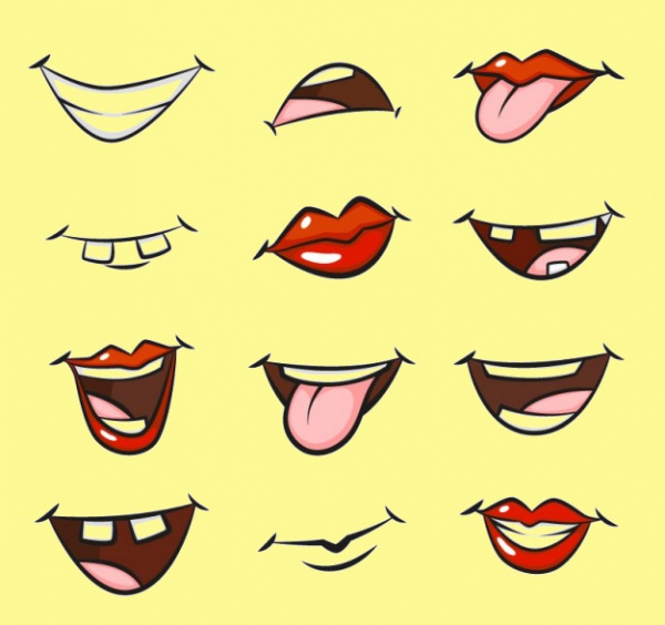 Hand Drawn Cartoon Mouths Vector