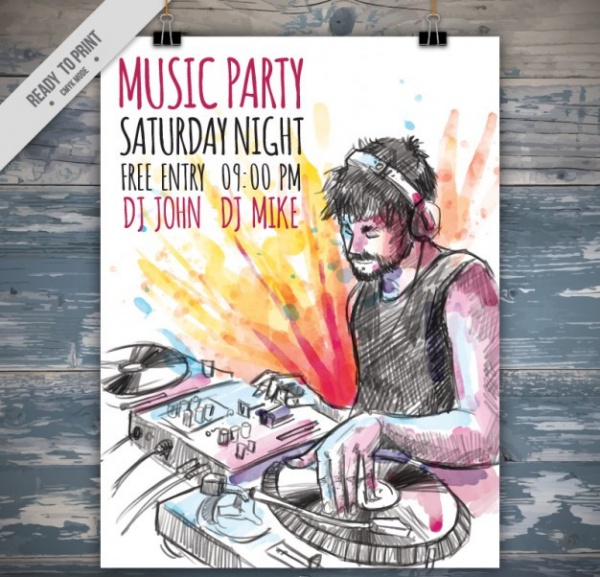 Hand Drawn Dj Music Party Flyer
