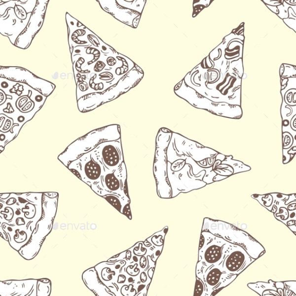 Hand Drawn Slices of Pizza Pattern