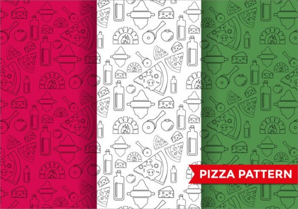 Isolated Pepper Pizza Pattern Vector