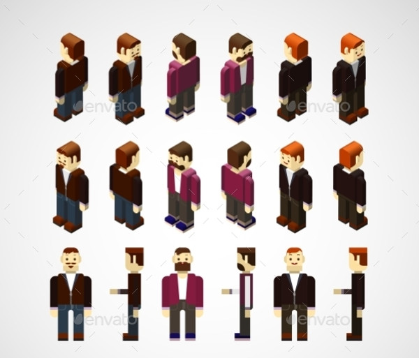 Isometric Vector Human Set