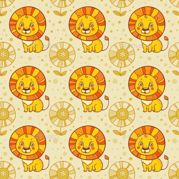 Lion Seamless Vector Pattern