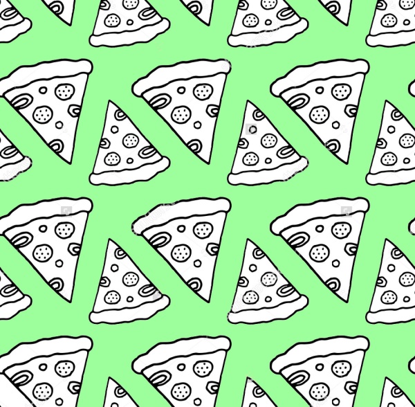 Monochrome Seamless Pizza Pattern