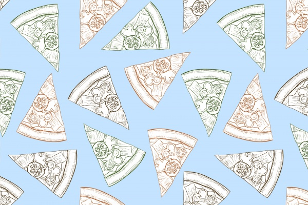 Outline Pizza Seamless Pattern