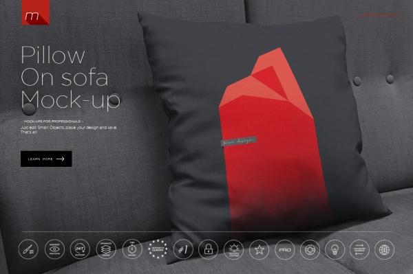 Pillow on Sofa Mock-up