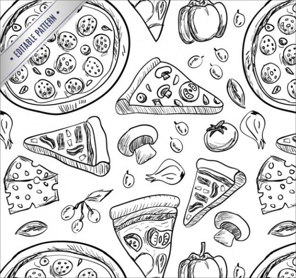 Pizza Hand Drawing Pattern