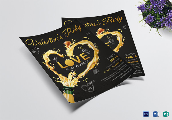 simple valentines party flyer template