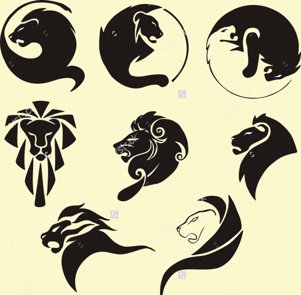 Stylized black lions Vector