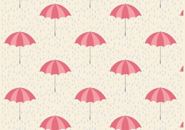 Umbrella and Rain Vector Pattern