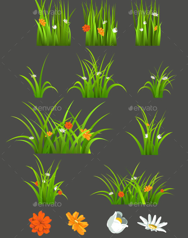 Vector Grass and Flowers